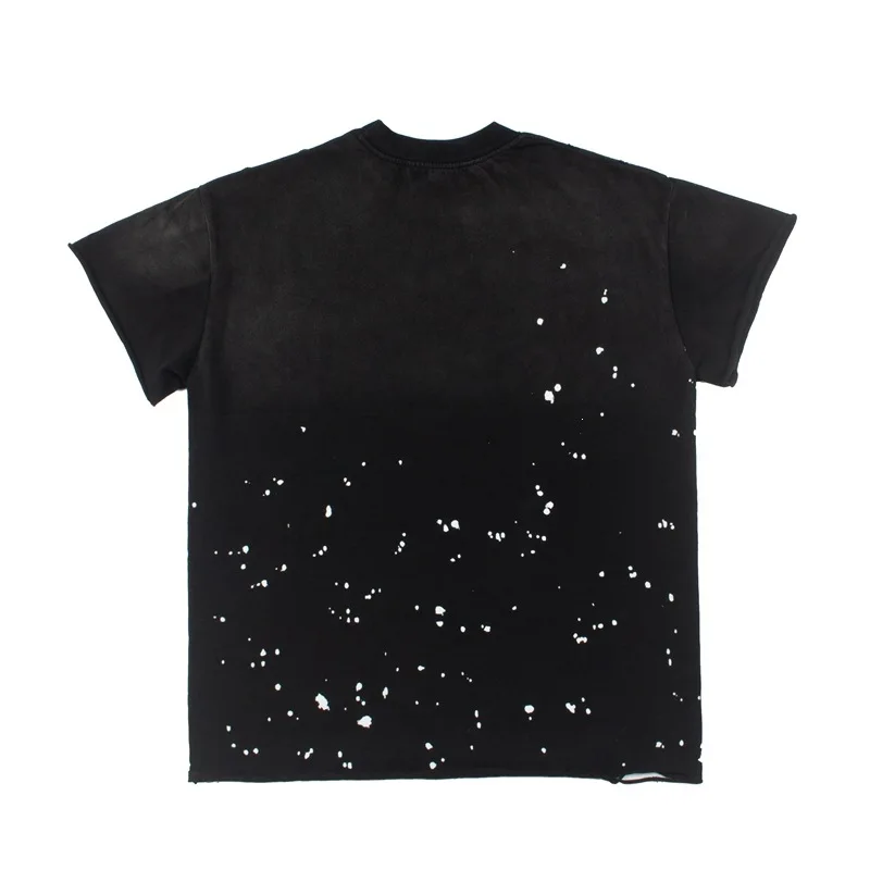 Satoshi Nakamoto American-style hole-dyed abstract print washed-out distressed loose T-shirt