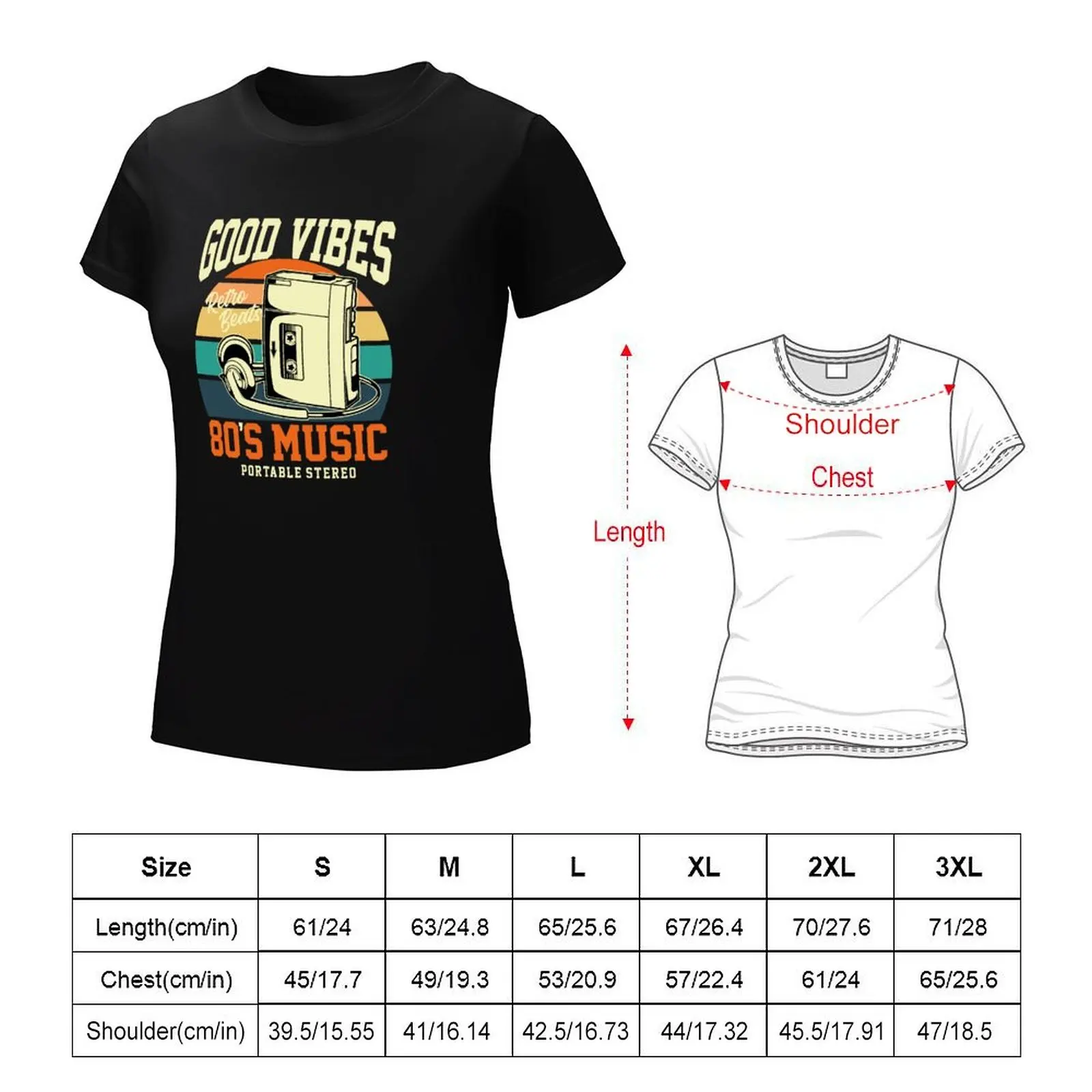 Vintage Good Walkman Vibes T-shirt Female clothing Short sleeve tee spring clothes Women 2024