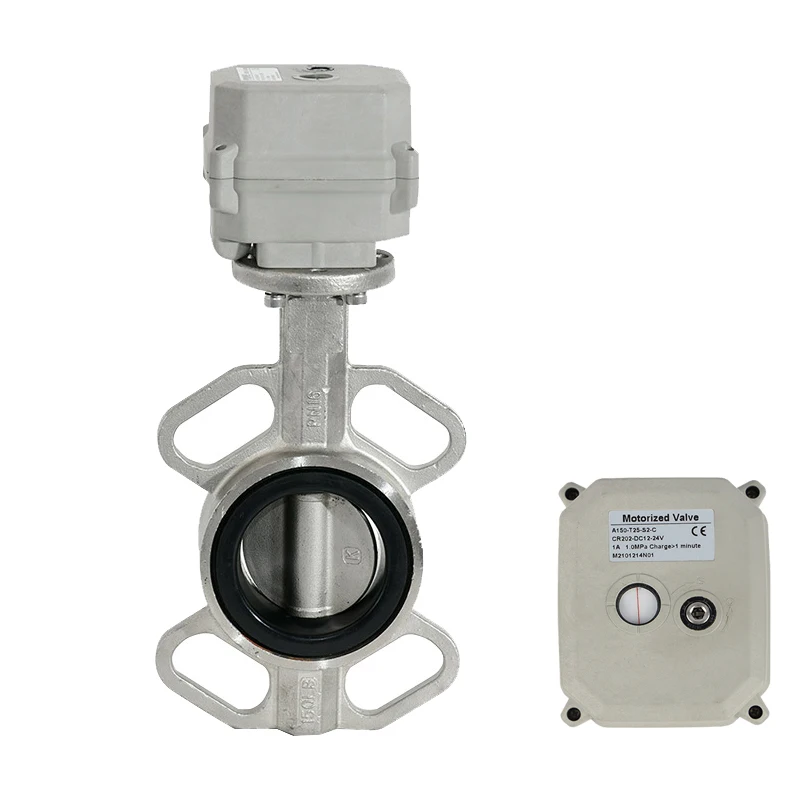 Failsafe To Close EPDM Wafer 304 Stainless Steel Mini Modulating Electric Motorized Butterfly Valve Actuators