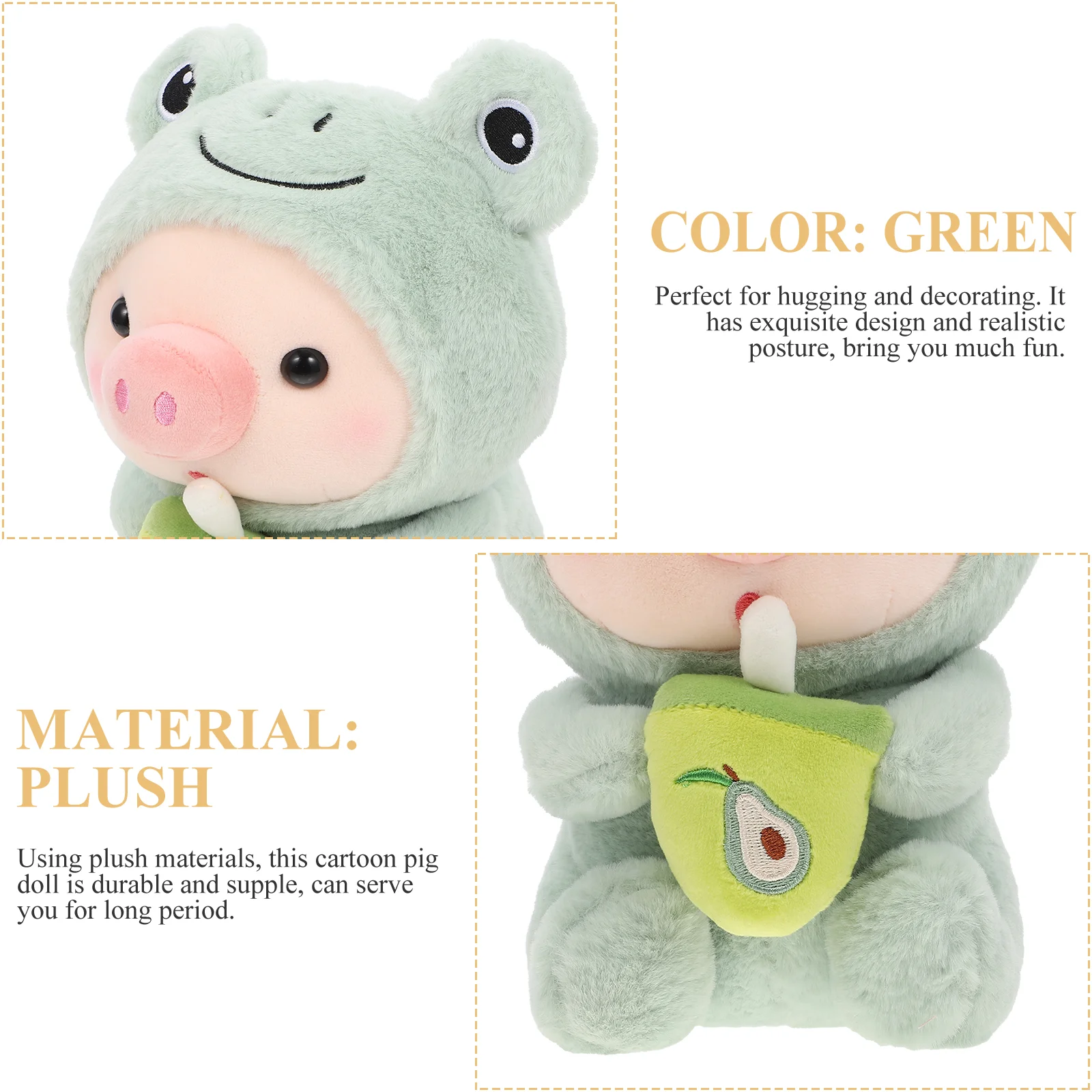 Childrens Toys Baby Bottle Pig Stuffed Animal Filling Kids Plaything Cartoon Green