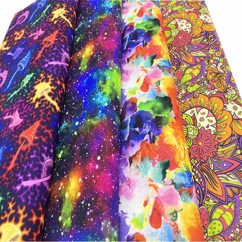 Thin Quality Rainbow Kaleidoscope Designer Fabrics,Colorful Cotton Fabrics For Sewing Dresses Cloth Handbag by 1/4, Half Meter