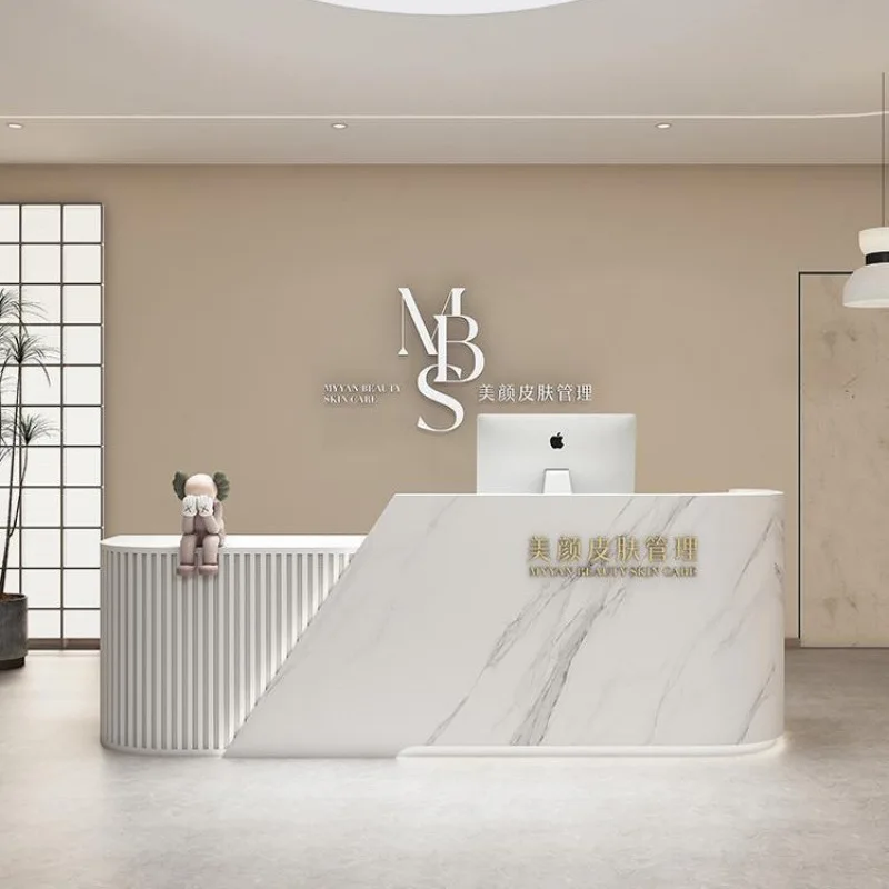 High-grade Load-bearing Reception Desk Thickened Solid Reception Desks Premium Reinforced Office Furniture Mesa De Recepção LJ40