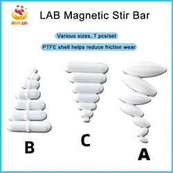 WEIAI Magnetic Stirrer Bar 7pcs/set PTFE Mixed Size Magnetic Stirrer Mixer Stir Bars Laboratory Supplies