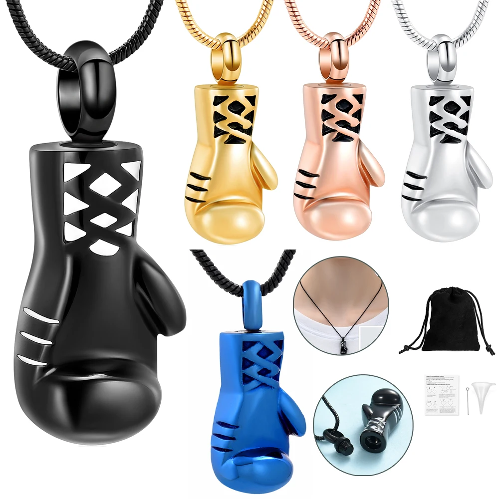 

Boxing Gloves Urn Necklace For Human/Pet Ashes Keepsake Memorial Men Gift Keepsake Jewelry