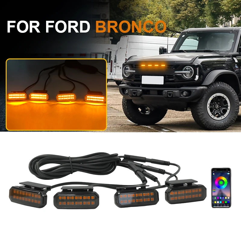 

18LED Front Grille Light FOR FORD BRONCO Car Daytime Running Light Wheel Eyebrow Lamp For Pickup Offroad 12V