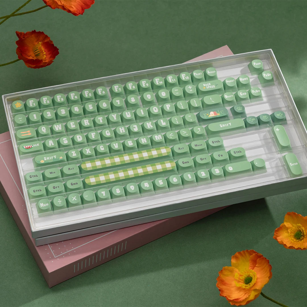 170คีย์ chillkey DDA keycaps 1.5mm Thermally sublimated PC keycaps โปร่งแสงที่กำหนดเองสำหรับการเล่นเกมแป้นพิมพ์กลของขวัญ