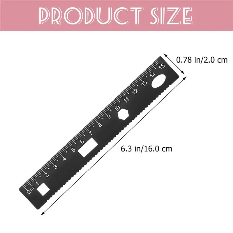 4PCS DIY Metal Ruler Stationery Set Sturdy Office Ruler Triangular Plate Protractor Testing Ruler for Pupils Students Black