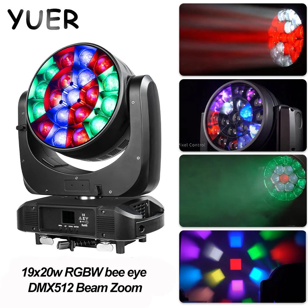 

RGBW 4in1 Lamp 19*20w Beads Individual Control Strobe Dyeing Beam Bee Eye Zoom Stage Live Show Par Light Party Disco DJ Wedding