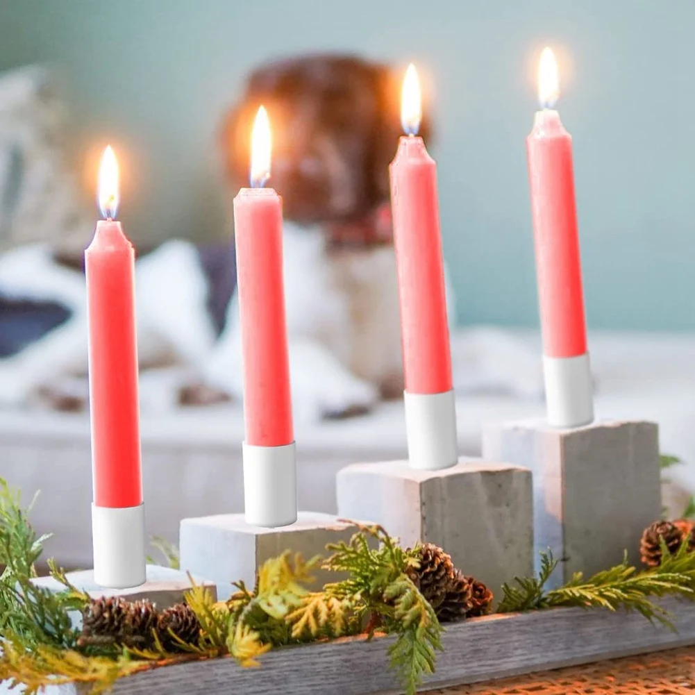 SOFT-Candle Holders Candle Sticks Candle Holder, Taper Candles With Skewer 6Pcs White