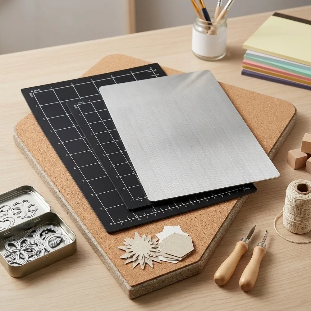 Magnetic Steel Cutting Mat With 2 Rubber Sheets For Die Cutting Embossing Machine Shim Plate Craft Tool Set Black