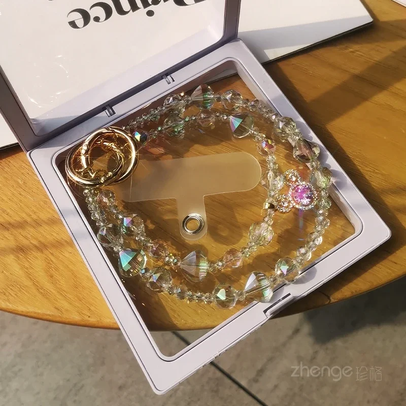 Colorful Crystal Jewel Bracelet Women\'s Mobile Phone Lanyard Short Hand Beaded Chain Wrist Colored Diamond Pendant Bracelet