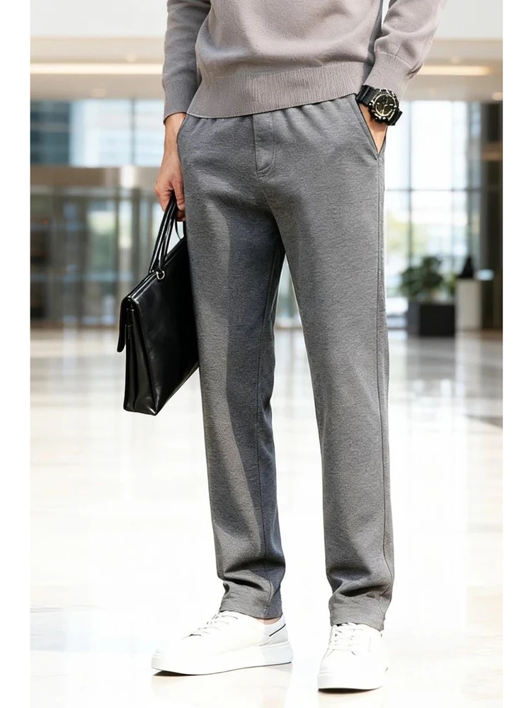 

Высококачественные мужские прямые спортивные брюки для повседневной носки, осенне-зимние, с драпировкой, на флисовой подкладке, простые, роскошные, длинные спортивные штаны