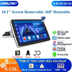 4G 10.1 Inch Rotatable 1 Din Car Radio for Universal Car Stereo Video Multimedia Player GPS Navi Car Autoradio adjustable Audio