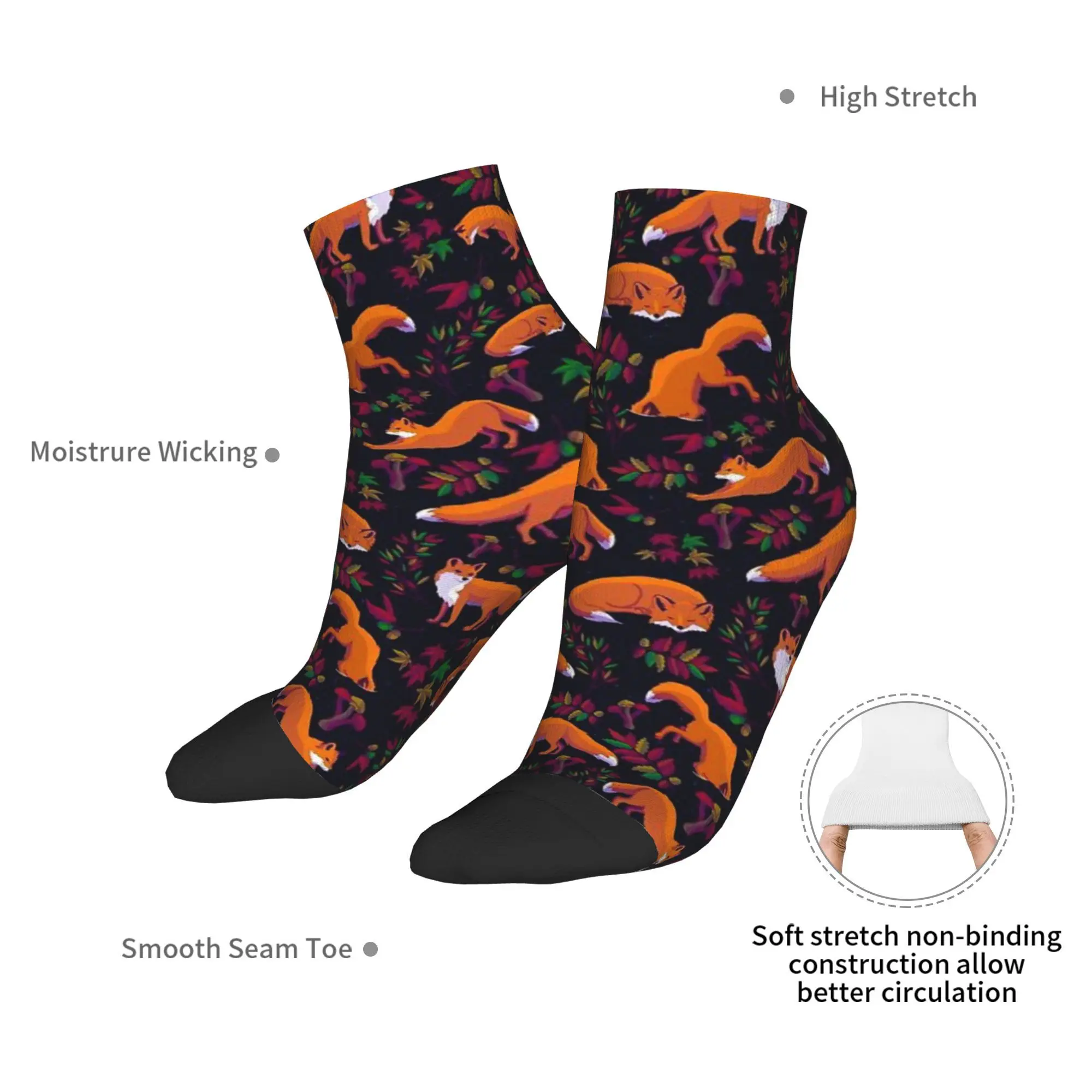 Calcetines de zorro del bosque Harajuku medias de alta calidad calcetines para todas las estaciones accesorios para regalo de cumpleaños de hombre y mujer