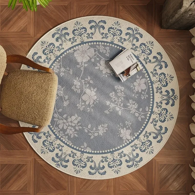 

Medieval round flax mat high-grade wear-resistant linen absorbent non-slip washless rug Retro coffee table sofa carpet