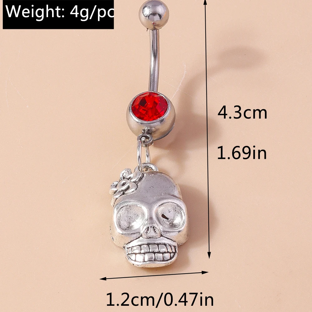 Aihua Halloween Schädel Skelett Nabel Ring Chirurgenstahl Gothic Halloween Spinne Bauchnabel Ring Piercing Ombligo Körperschmuck – Detail 12