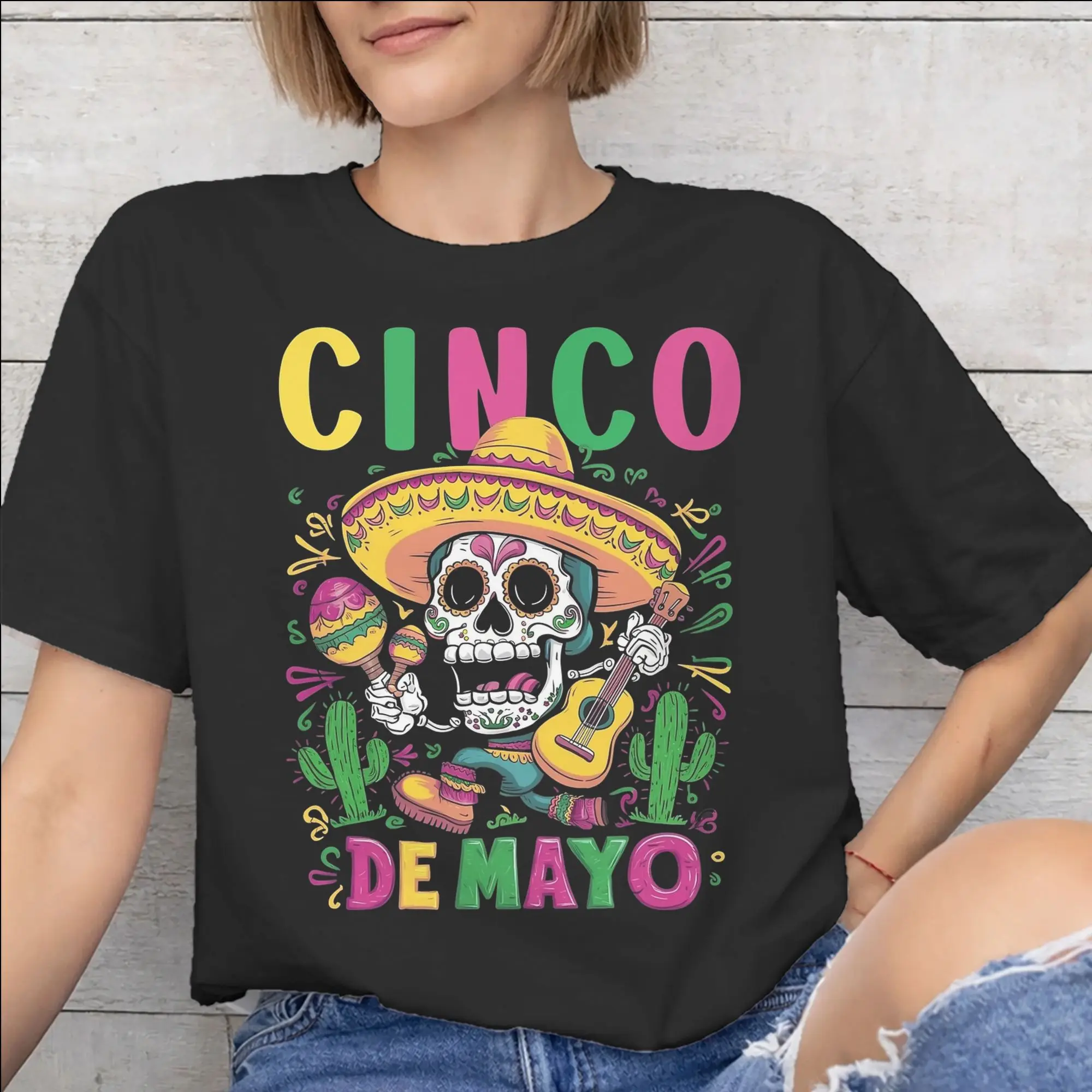Men Women Fiesta Squad Cinco De Mayo Shirt 100% Cotton Print T-Shirt  Top Clothing