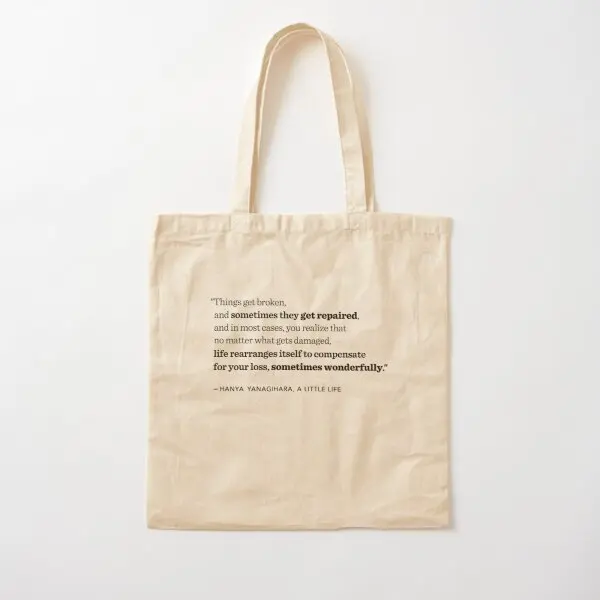 A Little Life Broken Repair Quote Cotto  Canvas Bag Shopper Reusable Fashion Ladies Tote Travel Grocery Fabric Printed Casual