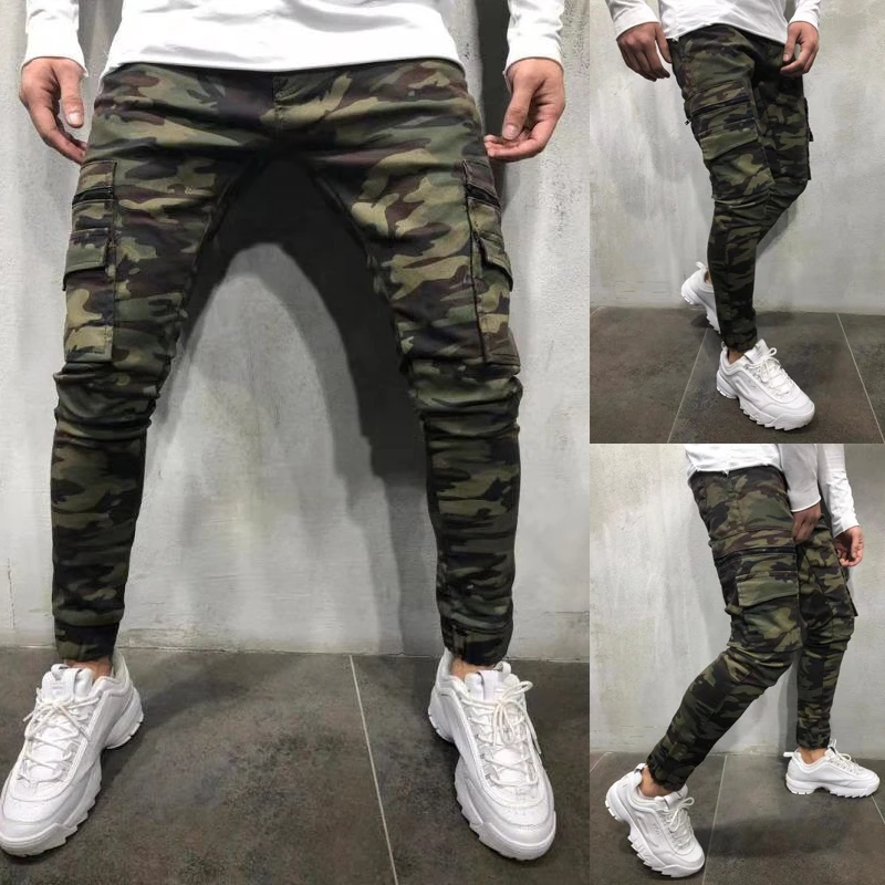 

Men' Camouflage Jogger Outdoor pants pants Pattern Multi Pocket Design Biker Jeans Men Small Foot Pencil Pants Jeans Plus Size