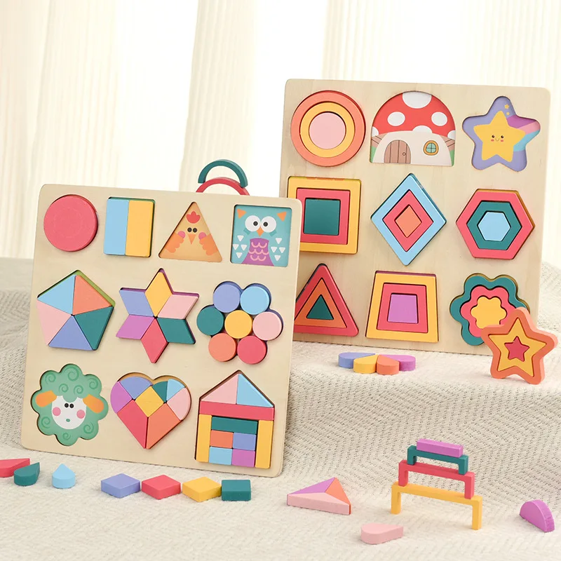 

Montessori Early Education Geometric Shape Figure Pairing Puzzle Mosaic Puzzle Children's Toys Puzzle Boys and Girls