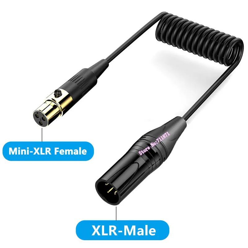 Elastic Coiled 3hole Pin Mini XLR Female to XLR Male Female Audio Adapter Cable For amplifier Audio mixer Mini microphone Camera