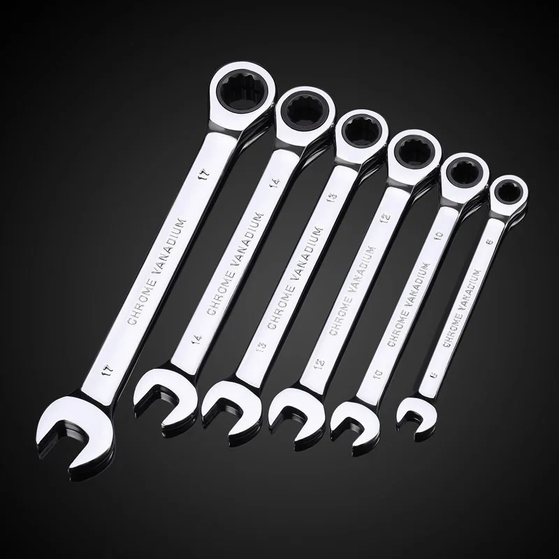 Ratchet Wrench of Keys Spanner Set Hand Tool 72-Tooth Ratcheting Mirror Finish Universal Wrench Tool, Car Repair Tools