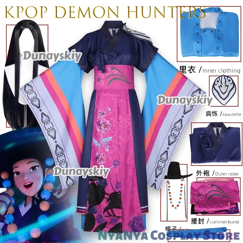 KPop شيطان الصيادين السلف قبعة كبيرة سيلين تأثيري disfraz KPop العصرية الزي الموضة للنساء تأثيري disfraz HanFu هالوين