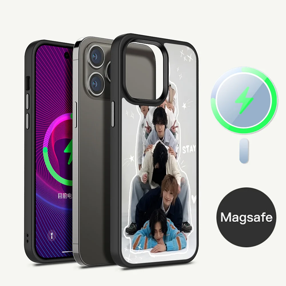 Kpop S-Stray K-Kids Phone Case Magnetic Case For IPhone 16 14 13 12 11 15 Pro Max Plus For Magsafe Wireless Charge Cover