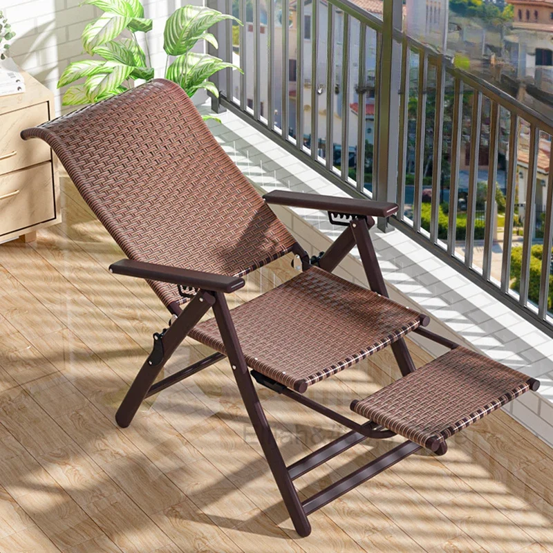 

Rattan Recliner Folding Beach Chair Lunch Break Home Rocking Chair Lazy Nap Balcony Lounge Silla Plegable Outdoor Furniture WKOC