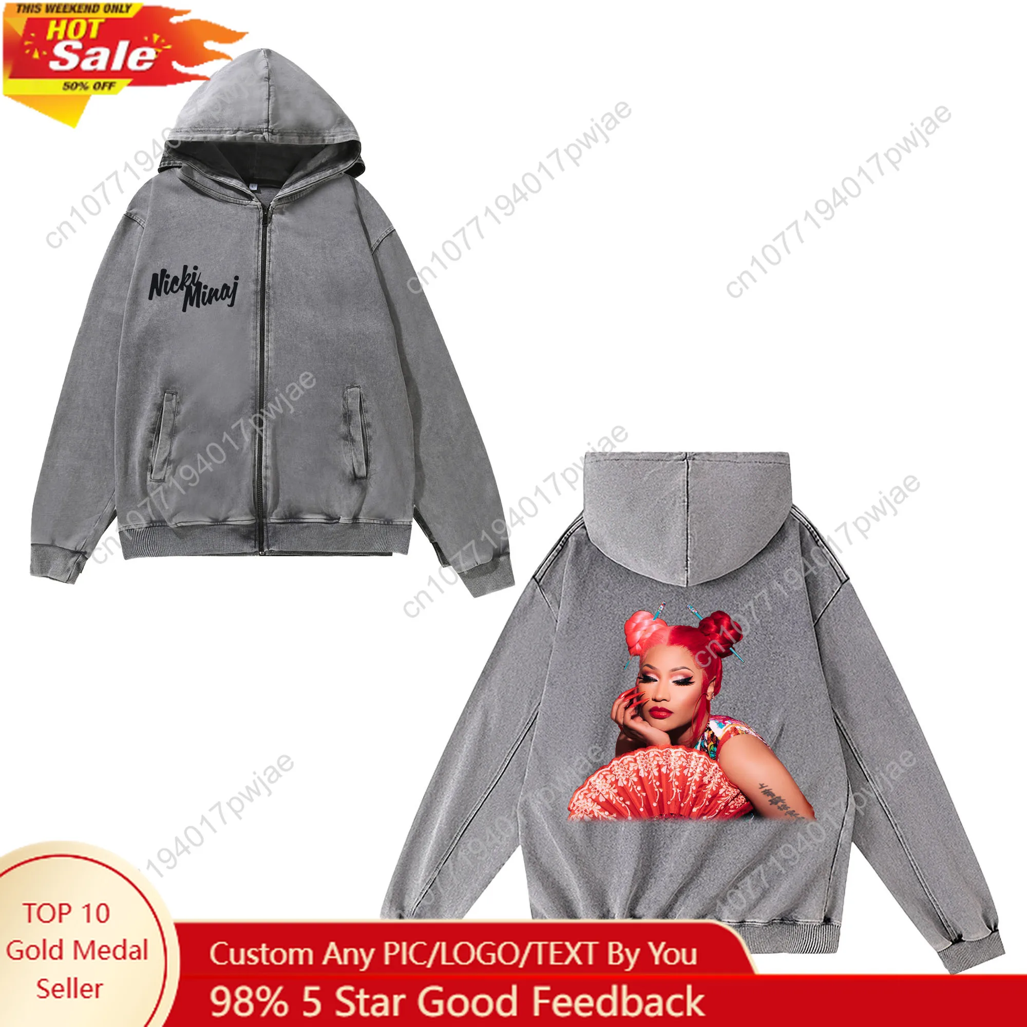 

Hot Rapper N-Nicki Minaj Zipper Sweatshirt Man Woman Vintage Hoodies Sweat Shirt With Pocket Full Zip Customized Jacket Tops