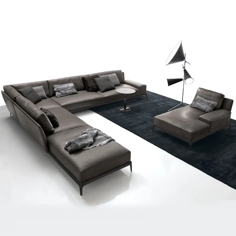 living room furniture sofa sets Low Arm Reversible Sectional Sofa Living Room, Modern L-Shaped 7 Seat Fabric Couch