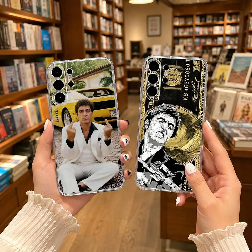 Fashion Hot S-Scarface Clear Hard Phone Case For Samsung S25,24,23,22,21,10,9,Ultra,Plus,Lite Transparent Cover