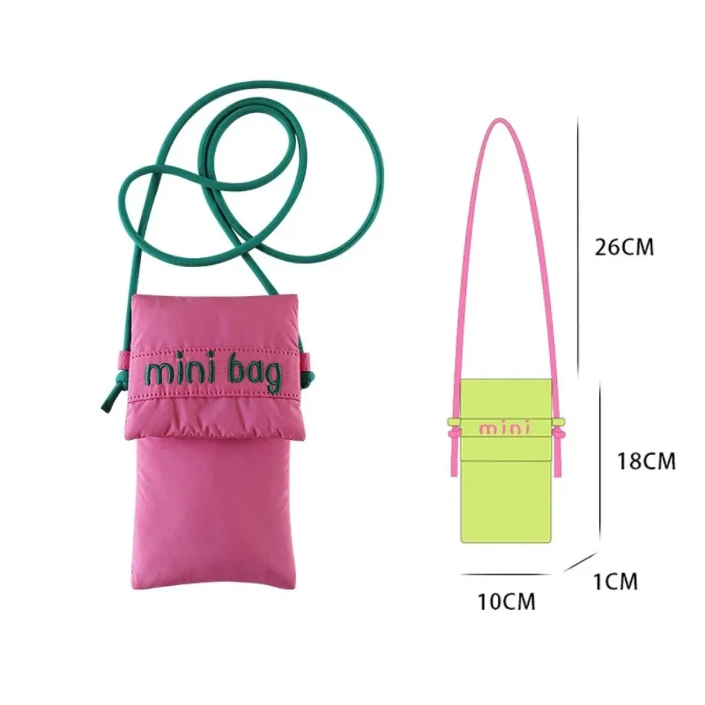 Simple Cute Mini Phone Bag Green/Rose Red Contrast Color Shoulder Bag Storage Bag