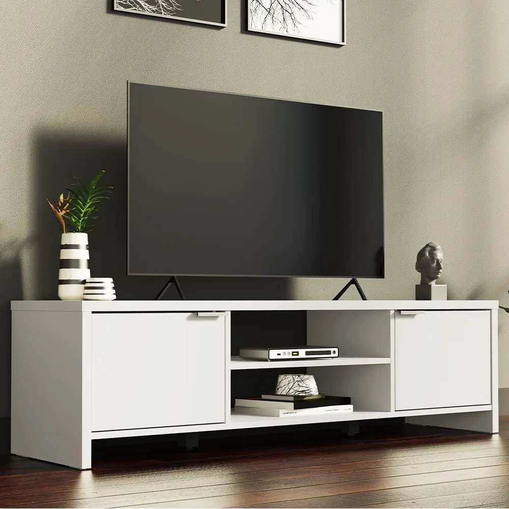 TV Stand Cabinet With Storage Space and Cable Management TV Table Unit for TVs Up to 65 Inches Furniture Wooden Living Room Home