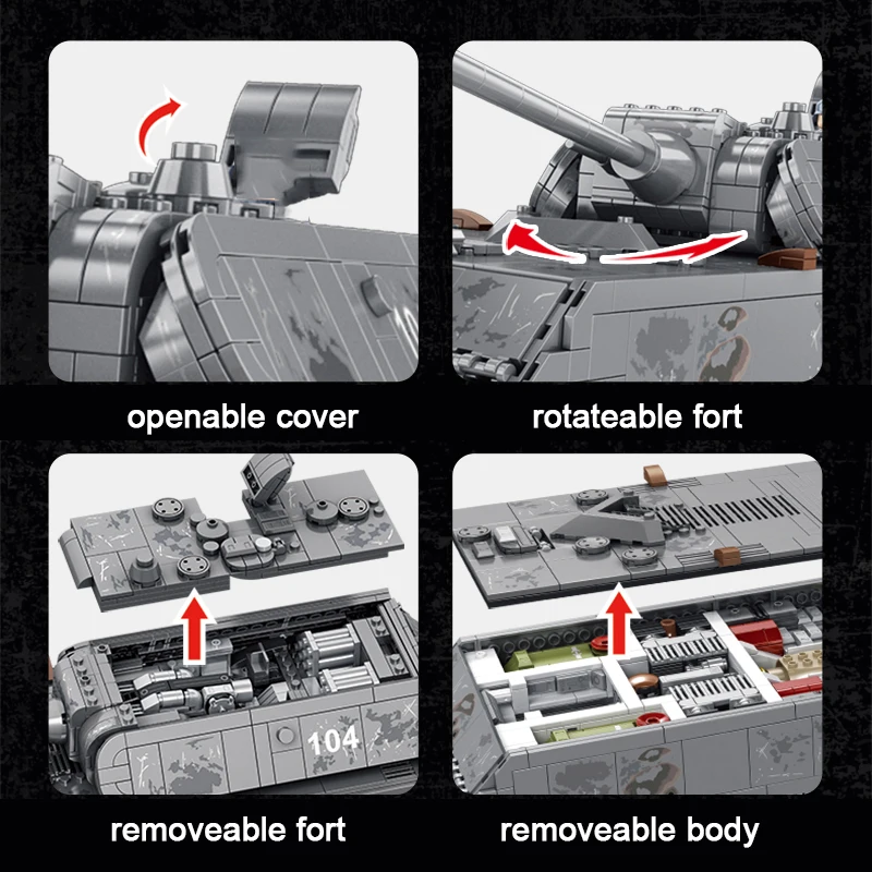 Décennie s de construction Rapprecious militaires de la seconde guerre mondiale, panzer financier Maus, léopard 2, soldat, police, armée, arme, jouet en briques, cadeau pour garçon