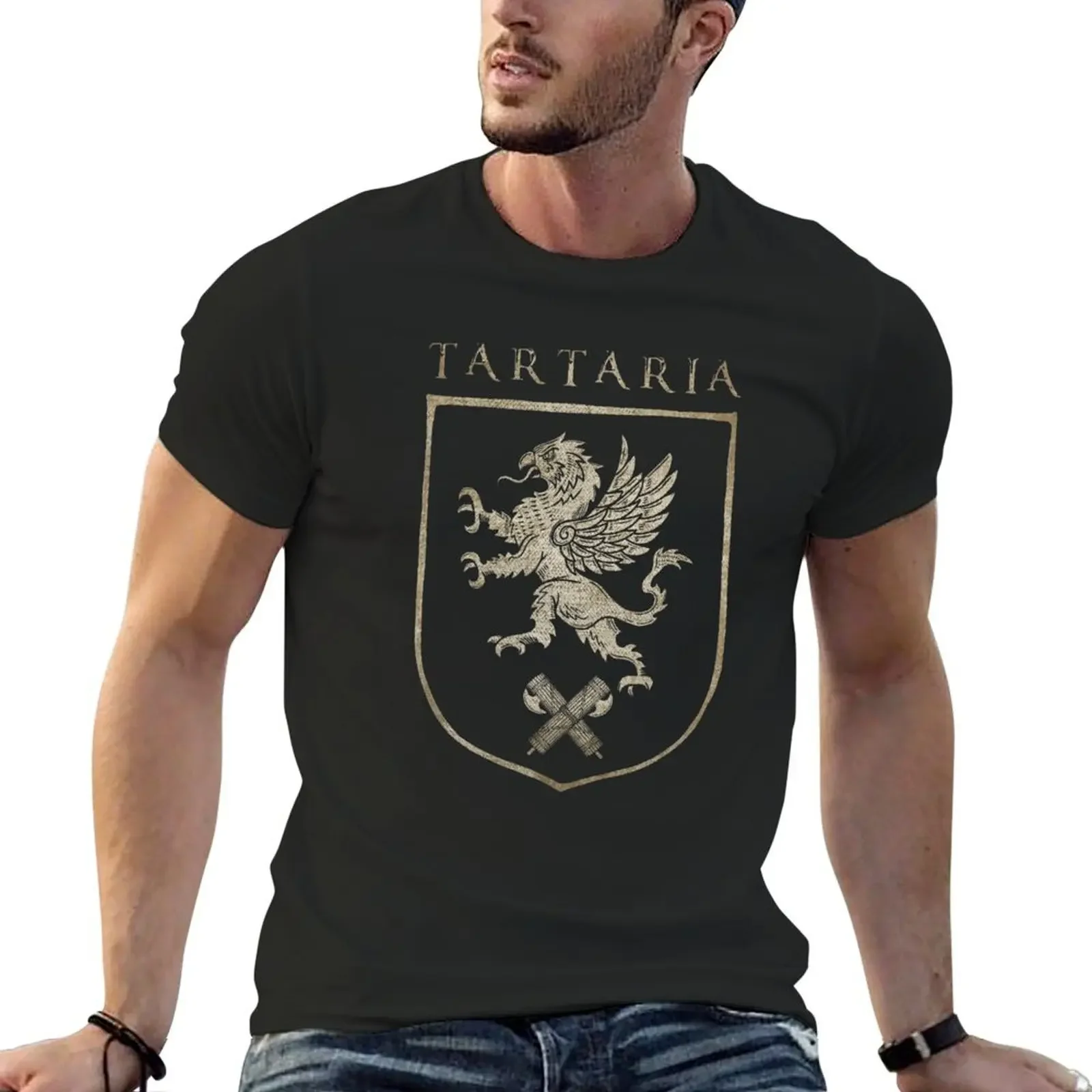 Tartaria - Tartarian Empire Griffin, Tartary Family Crest T-Shirt vintage graphic tee football t shirt men workout shirt