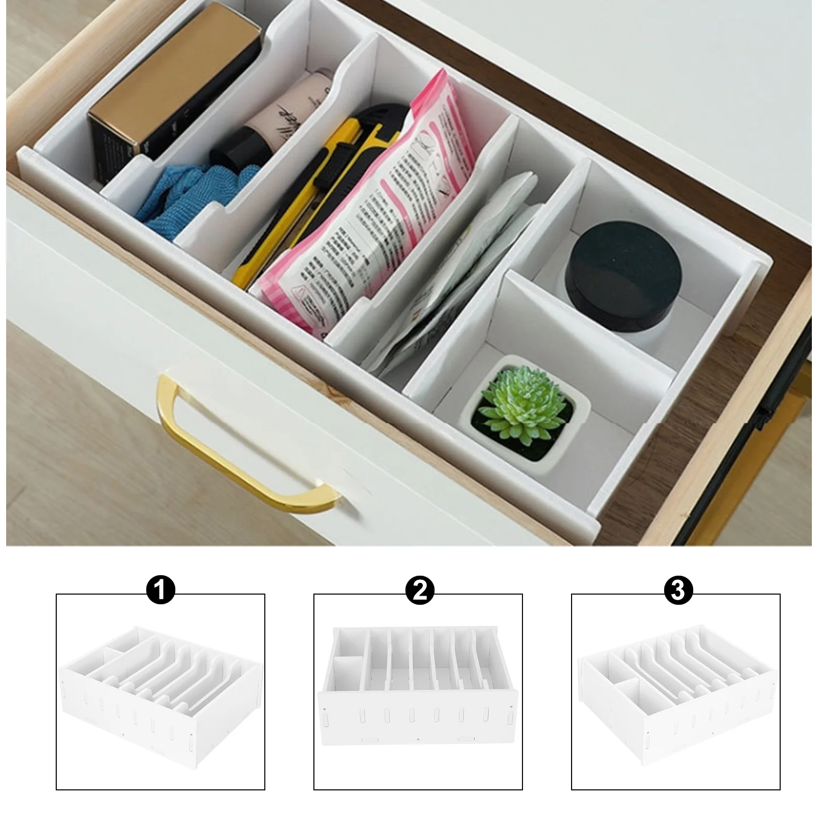 Counter Tray Receipt Storage Box Cell Phone Stand Cash Register Insert Wooden Multiple Compartment Office