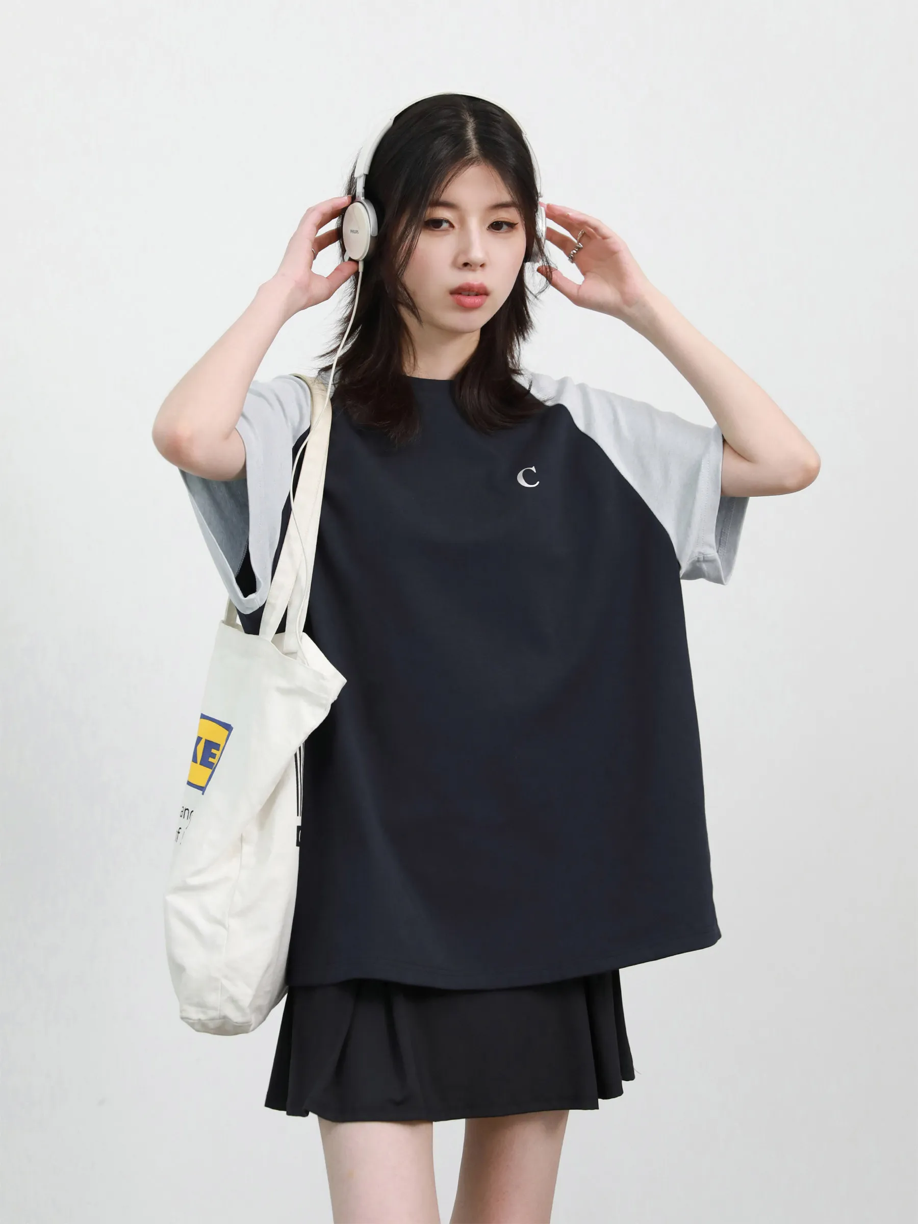 CHIC VEN New Women Summer Tees Loose O Neck Antibacterial Letter Printed Contrast Splicing Short Sleeved Girl Slim Tshirt 2026