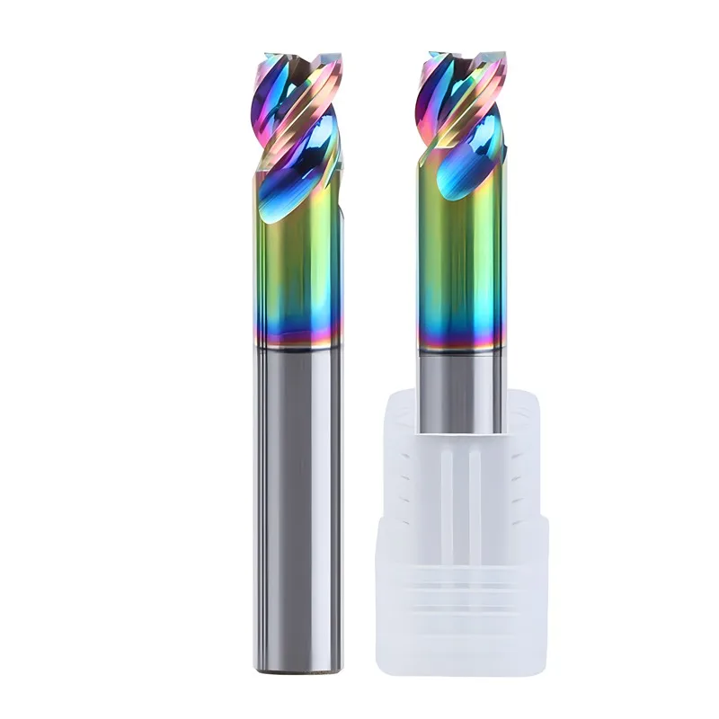 AZZKOR CNC Machining Tools 3-Flute Short Edge Milling Cutter Tungsten Steel Carbide Colorful Coating Flat End Mills 1.0mm-12.0mm