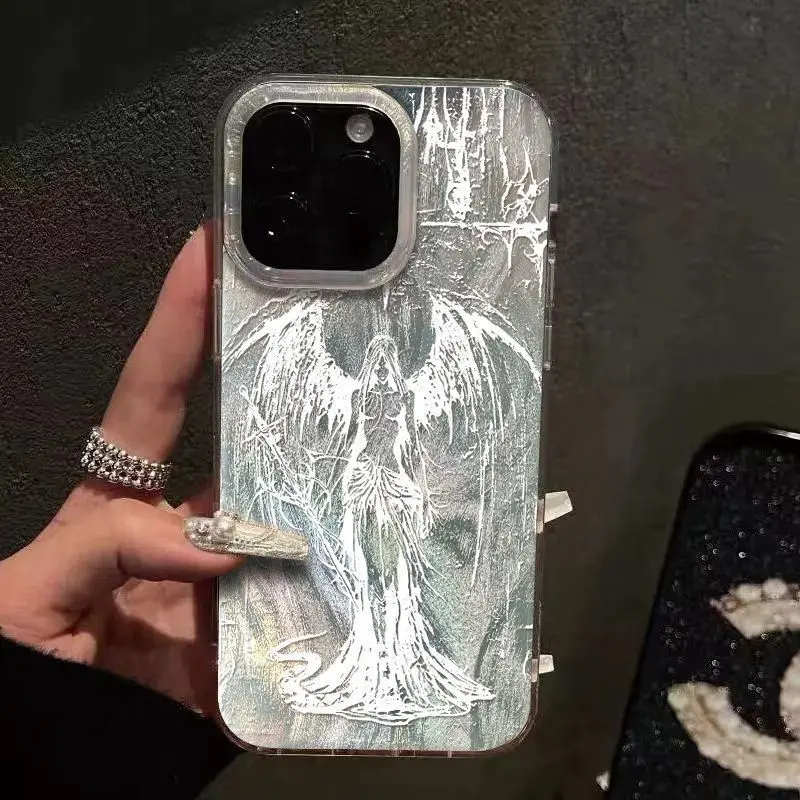 Fashionable Gothic Style Sculpture Phone Case For iPhone 17 16 15 14 13 12 11 Pro Max XR XS MAX 7 8 PLUS Shake Proof Laser Cover