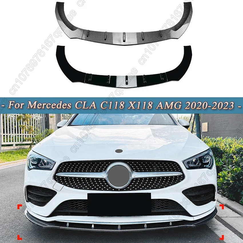 C118 X118 Front Bumper Splitter LipFor Mercedes Benz CLA X118 CLA180 200 220 250 CLA35 45 AMG 2020-2023 Diffuser Spoiler Guard