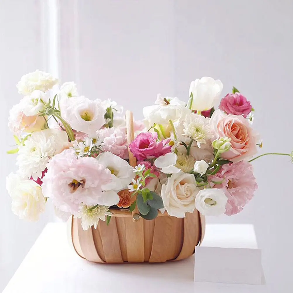 

DIY Woven Flower Girl Wedding Basket Gifts Wooden Supplies Premium Material Storage Basket Hand Weaving Natural House Flower