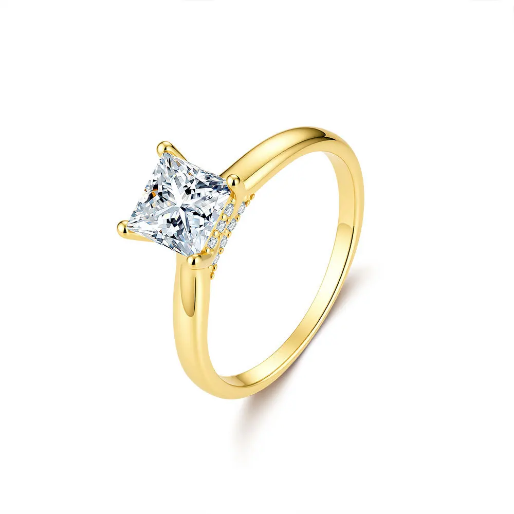 

Apaison Luxury Sparkling 1.2 Carat Moissanites Daily Wear Women's Ring - Wedding Band Party Gold Plated Jewelry Gift 5~9