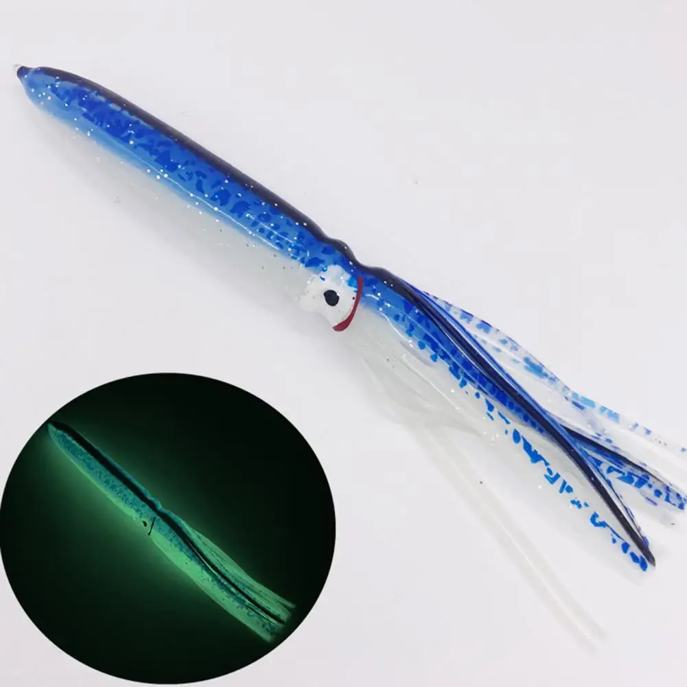 20cm/15g Plastic Squid Bait Luminous Sequin Octopus Bait Fishing Tool Squid Skirt Bait Artificial Soft Fishing Lure Fishing Tool