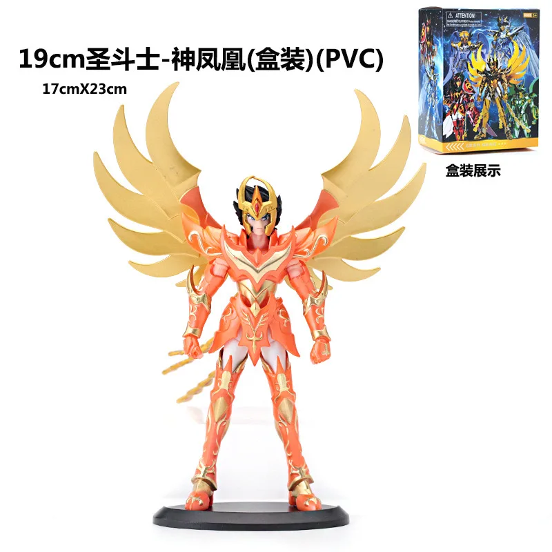 Figuras de acción hechas a mano de Saint Seiya, 19cm, 10 ° aniversario, Cygnus, Draco, Phoenix, Andromeda, escena periférica de Anime, regalos