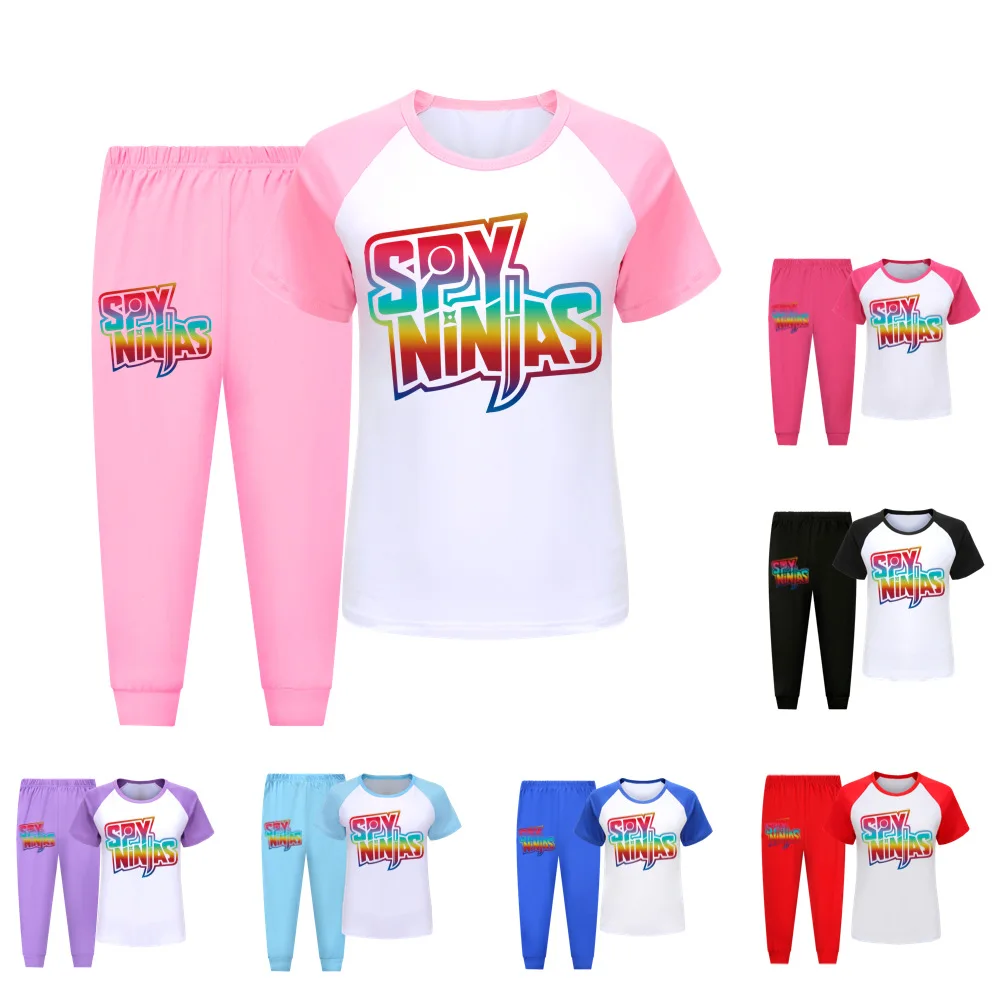 New Children's Short Sleeved T Shirt Trousers SPY NINJAS Pajama Suit Kids Clothing for Girls Boys Tracksuit Kids Sleeping Set