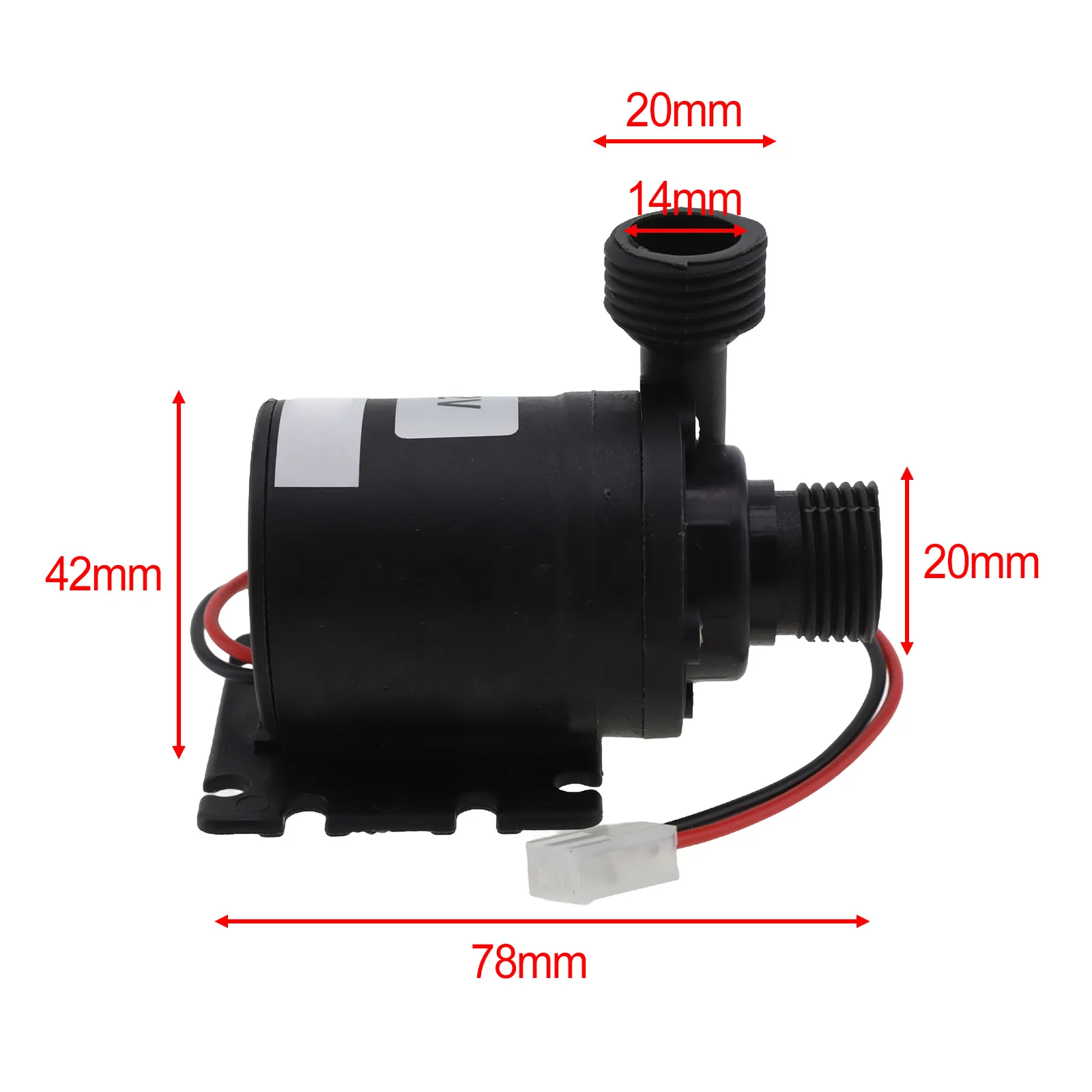 

Brushless Submersible Pump DC 12V Stainless Steel + Plastic Submersible 0-80℃ 1 Set 19W 35dB 5M Water Lift 800L/H