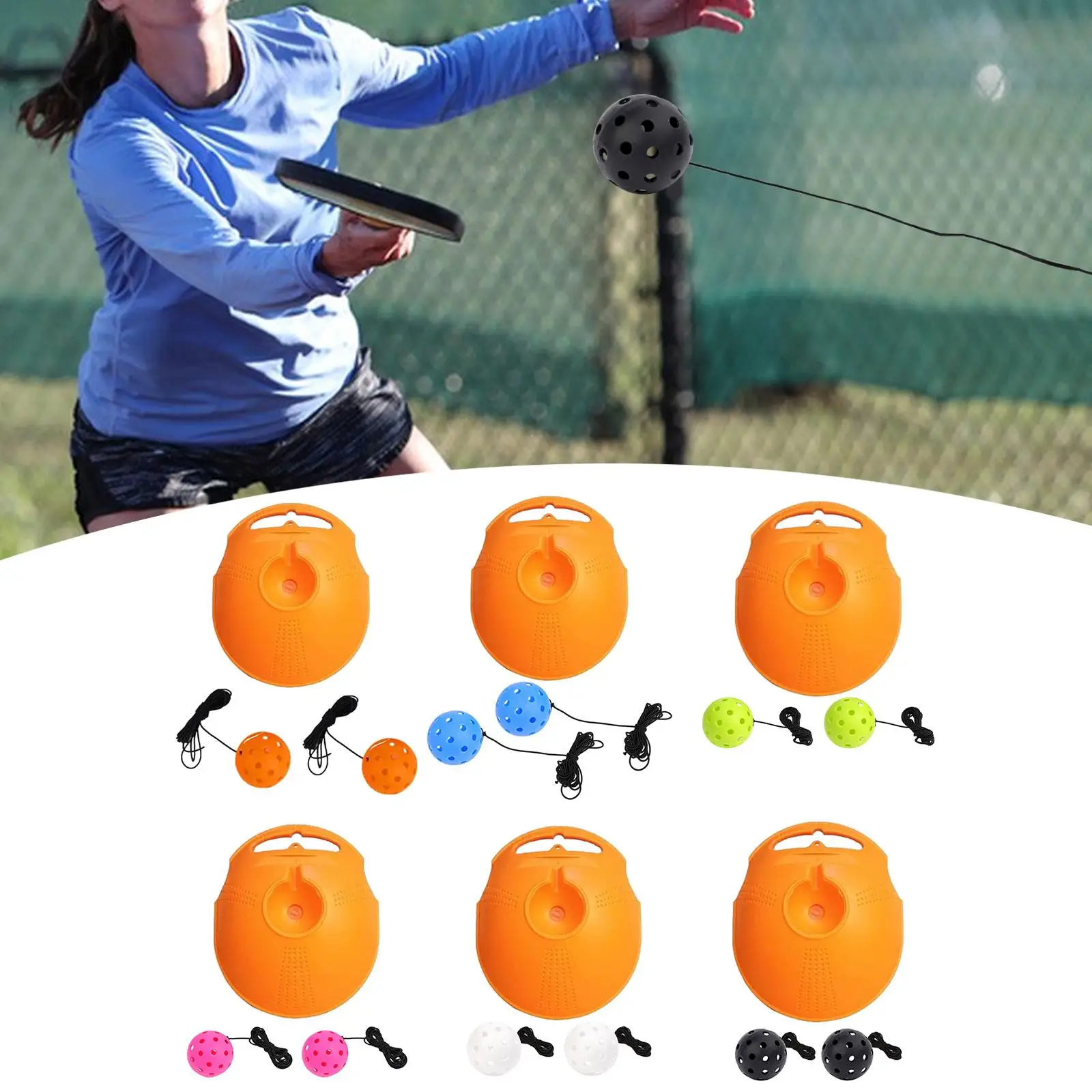 Dispositivo de treinamento solo de pickleball com bola de rebote e alça para uso interno