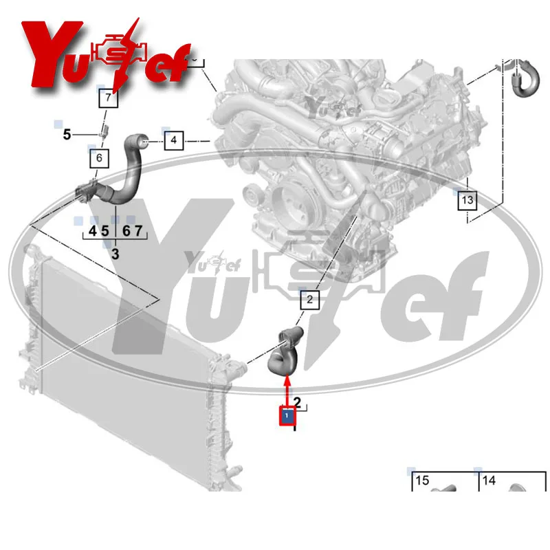 

Coolant Water Radiator Hose fit for PORSCHE MACAN 95B.2 Left 95B122101J