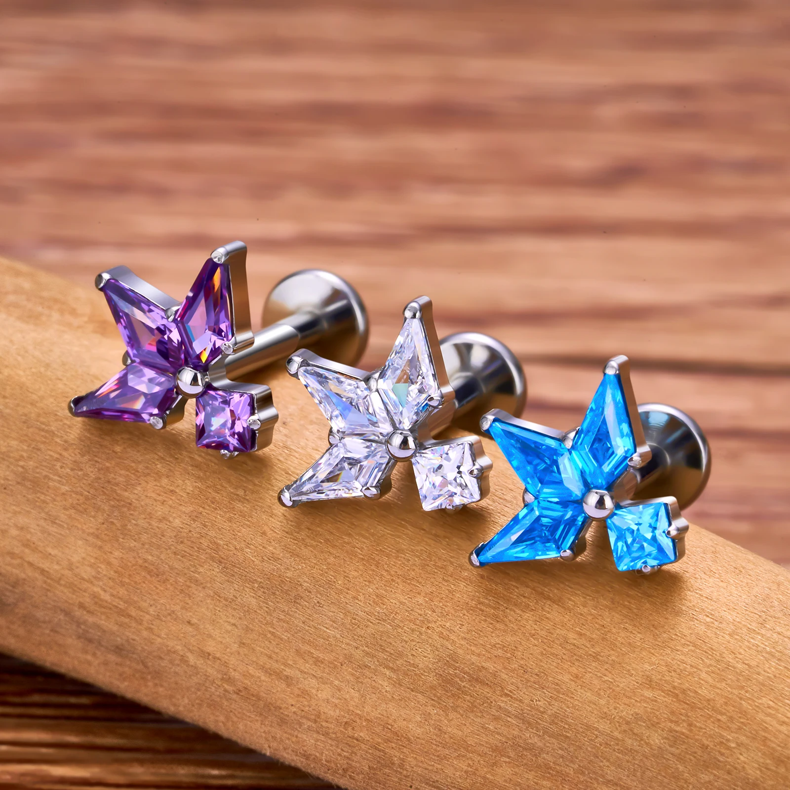 G23 Titanium Piercing Nasal nail Lip Labret Ear stud earring ASTM F136 Tragus Daith Helix Ear Cartilage Body Jewelry For Women